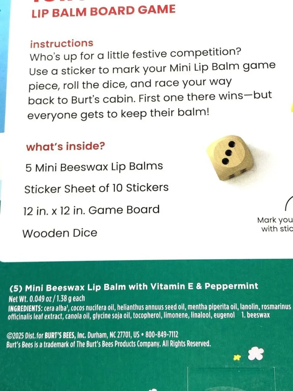 Burt's Bees Holiday Limited Edition Follow that Bee Board Game Lip Balm Gift Set